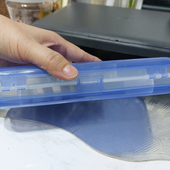 Pencil Clear Blue Organizer Jewelry Box Opens On BOTH SIDES with Compartments - Picture 10 of 10
